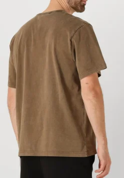FORÉT bruine forét t-shirt oak faded wash t-shirt olijf Clearance
