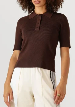 HAUTE L'AMITIÉ e haute l'amitié t-shirt piccolo ss polo rib knit bruin New