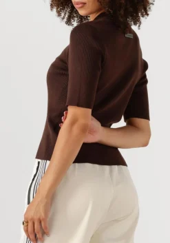 HAUTE L'AMITIÉ e haute l'amitié t-shirt piccolo ss polo rib knit bruin New