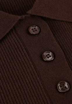 HAUTE L'AMITIÉ e haute l'amitié t-shirt piccolo ss polo rib knit bruin New