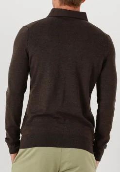 LEURINK KNIT e polo polo hidden button down bruin Best