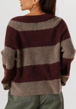 MOS MOSH e trui mmtaci stripe ls v-neck knit bruin Sale