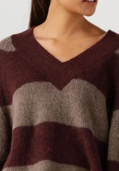 MOS MOSH e trui mmtaci stripe ls v-neck knit bruin Sale