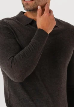 PROFUOMO e polo polo open collar ls merino bruin Online