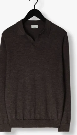 PROFUOMO e polo polo open collar ls merino bruin Online