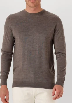 PROFUOMO e trui pullover crewneck merino bruin Outlet