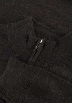 PROFUOMO e trui pullover half zip merino bruin Clearance