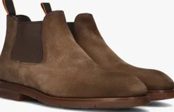 SANTONI e chelsea boots nub grain chelsea boot bruin Outlet