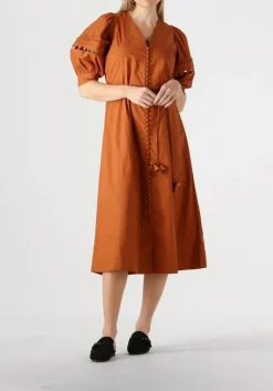 SCARLETT POPPIES e midi jurk fleuretta midi dress bruin