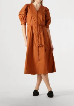 SCARLETT POPPIES e midi jurk fleuretta midi dress bruin