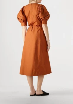 SCARLETT POPPIES e midi jurk fleuretta midi dress bruin