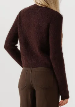 SECOND FEMALE e vest andrea knit rib ls cardigan bruin New