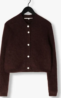 SECOND FEMALE e vest andrea knit rib ls cardigan bruin New