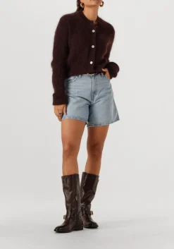 SECOND FEMALE e vest andrea knit rib ls cardigan bruin New