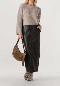 SHABBIES e schoudertas platamini oiled suede bruin Outlet