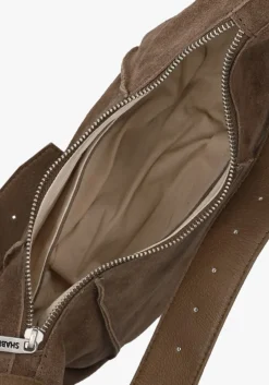 SHABBIES e schoudertas platamini oiled suede bruin Outlet