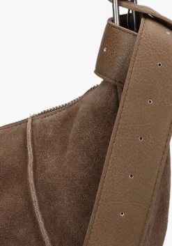 SHABBIES e schoudertas platamini oiled suede bruin Outlet