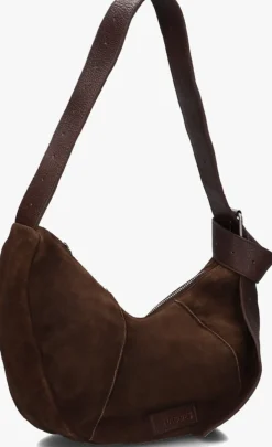 SHABBIES e schoudertas platamini oiled suede bruin New