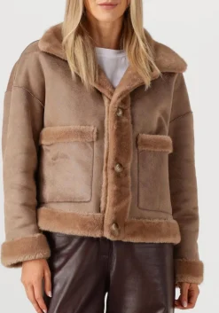 STUDIO AR e faux fur jas faje bruin Online