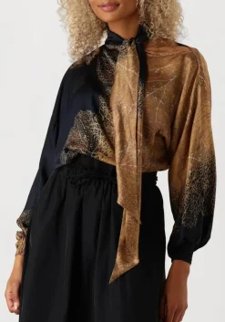 SUMMUM e blouses bow tie top border print bruin Hot