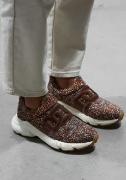 TOD'S e lage sneakers knit sneaker bruin Clearance