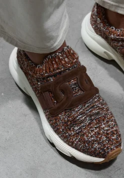TOD'S e lage sneakers knit sneaker bruin Clearance