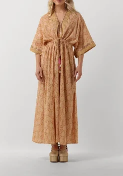 SUMMUM maxi jurk dress blockprint camel Online