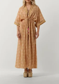 SUMMUM maxi jurk dress blockprint camel Online