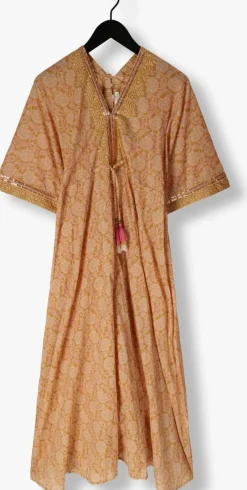 SUMMUM maxi jurk dress blockprint camel Online
