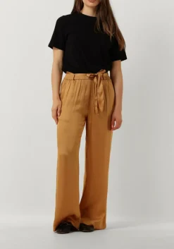 SUMMUM pantalon pants solid satin camel New