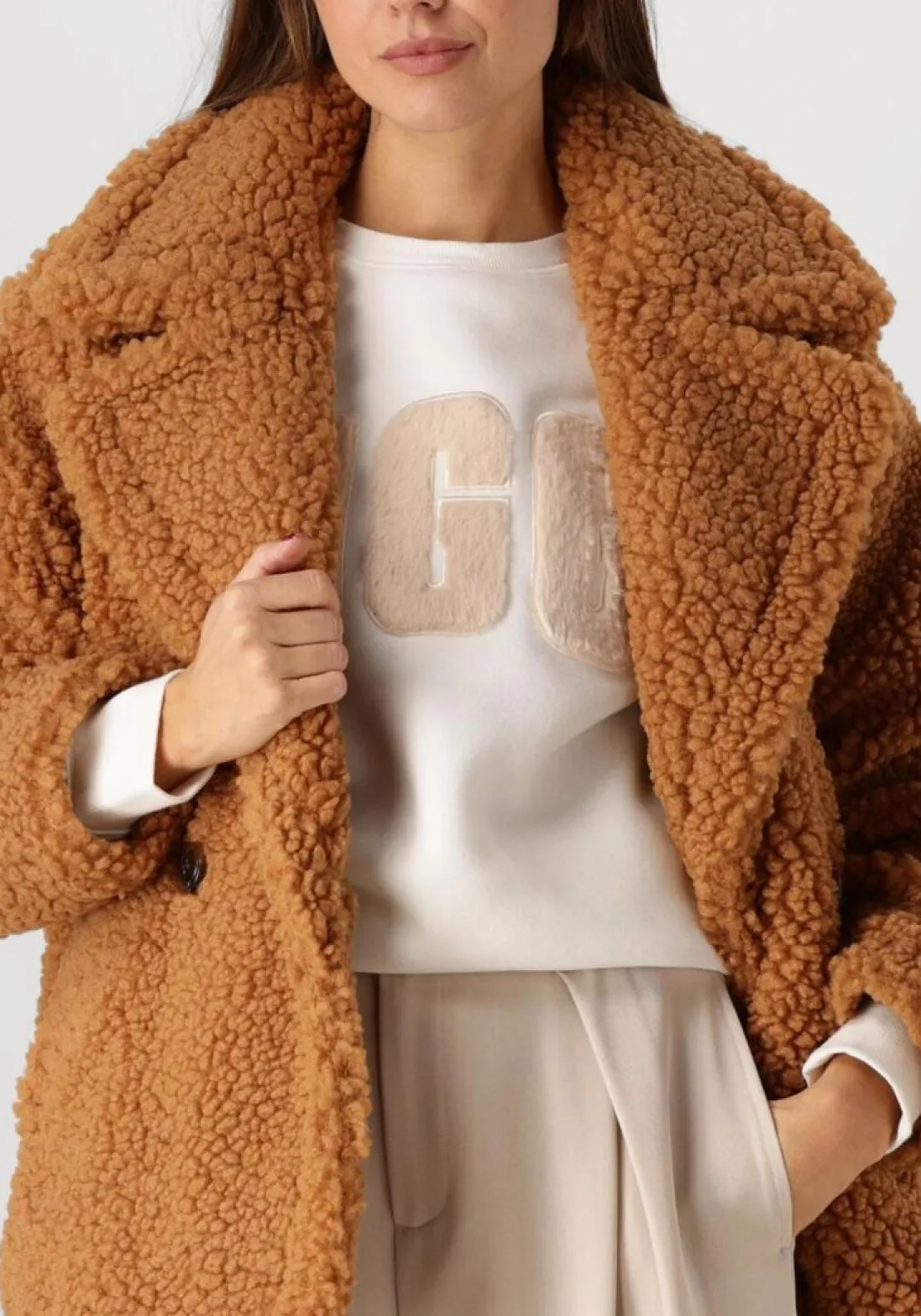 UGG teddy jas gertrude short teddy coat camel Discount