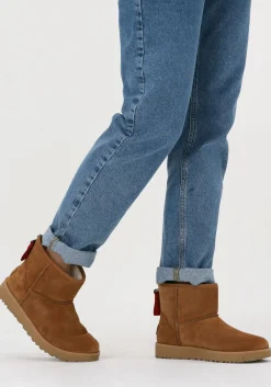 UGG vachtlaarzen w classic mini logo zip camel Hot