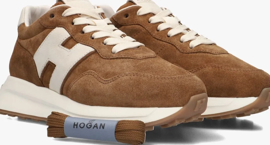 HOGAN lage sneakers h641 allacciato h patch cognac Sale
