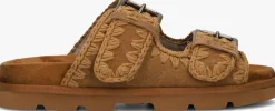 MOU slippers low bio sandal 2buckles monoch cognac