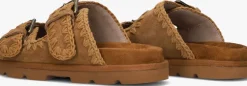 MOU slippers low bio sandal 2buckles monoch cognac