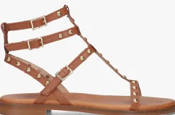 STEFANO LAURAN platte sandalen 24202 cognac