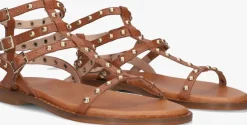 STEFANO LAURAN platte sandalen 24202 cognac