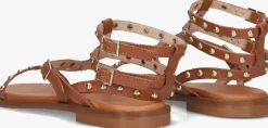 STEFANO LAURAN platte sandalen 24202 cognac