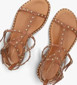 STEFANO LAURAN platte sandalen 24202 cognac