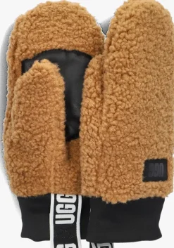 UGG handschoenen fluff mitten with logo tape cognac Online