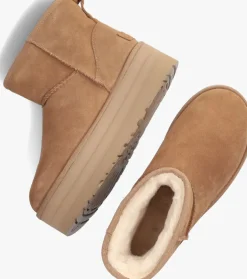 UGG vachtlaarzen w classic mini platform cognac Discount
