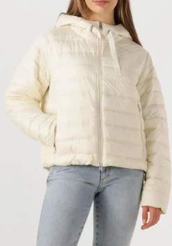 WOOLRICH leren jas quilted hooded jacket creme New