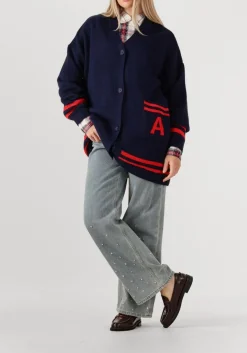 ALIX THE LABEL e vest ladies knitted fluffy knit cardigan donkerblauw Online