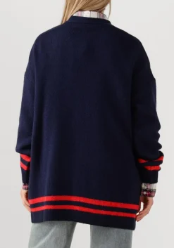 ALIX THE LABEL e vest ladies knitted fluffy knit cardigan donkerblauw Online