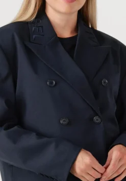 ALIX THE LABEL e blazer ladies woven double breasted blazer donkerblauw Best