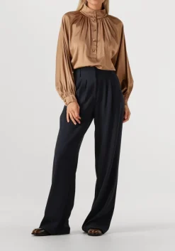 CO'COUTURE e pantalon marin pleat long pant donkerblauw