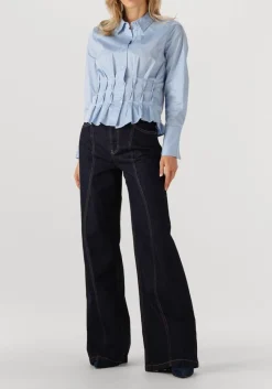 CO'COUTURE e wide jeans wilson wave long jeans donkerblauw