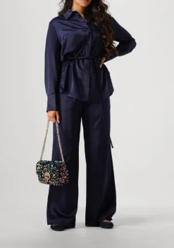 DANTE6 e blouses joni belted oversized shirt donkerblauw