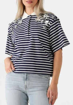 DANTE6 e t-shirt titan embellished polo shirt donkerblauw Outlet