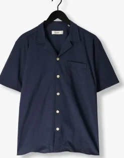 FORÉT e forét casual overhemd hush seersucker ss shirt donkerblauw New